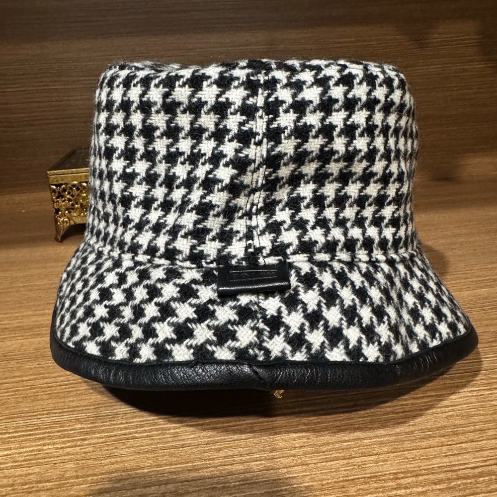 Coach Black and White Houndstooth Bucket Hat